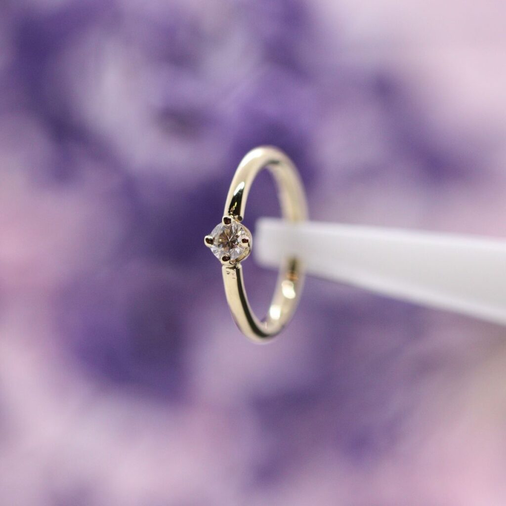 Fixed bead ring - Round Prong Diamond - YG