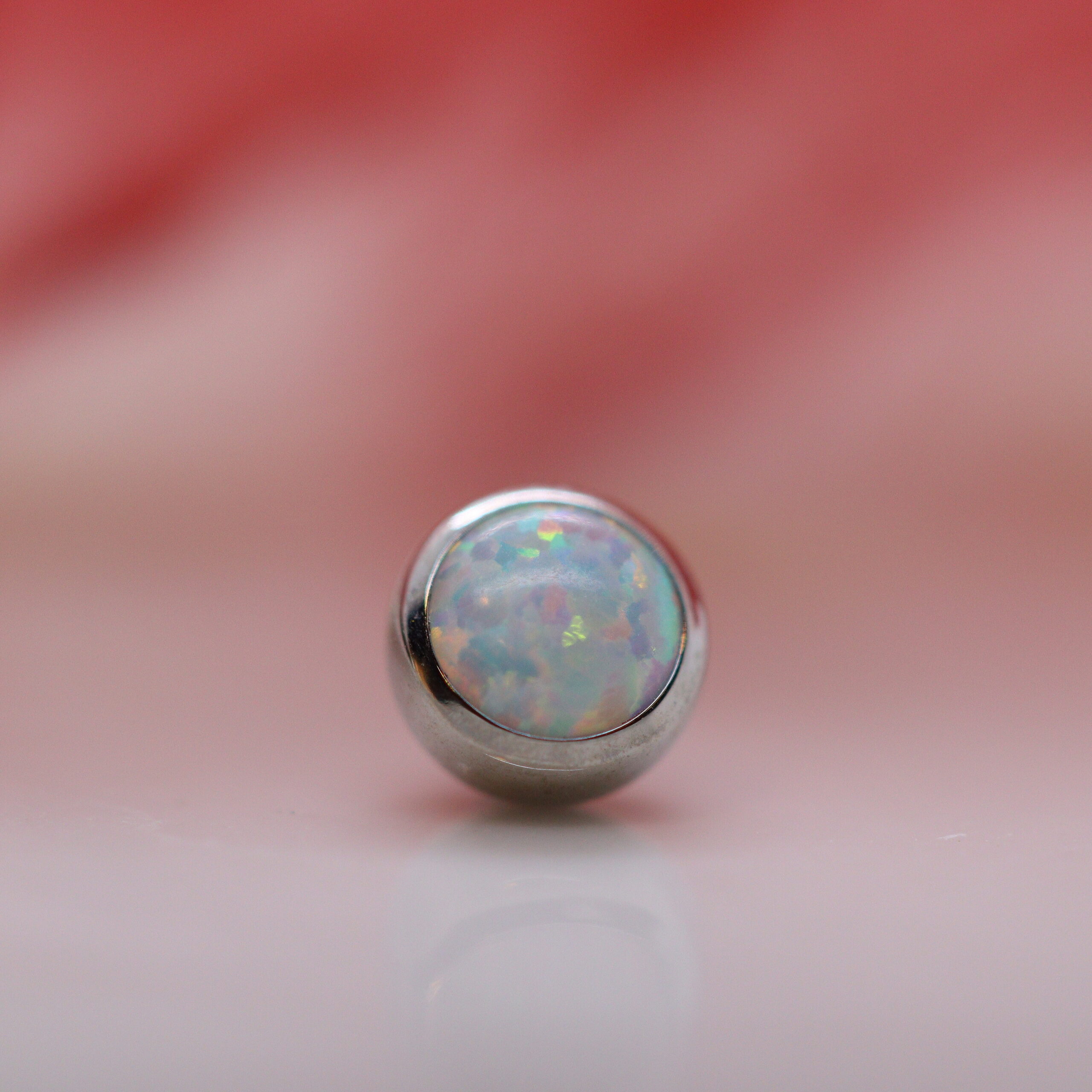 Gemmed ball end - White opal