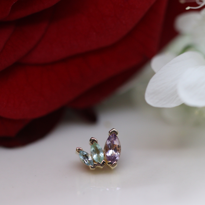 Tiny French Kiss - Swiss Topaz, Mint Beryl, Amethyst
