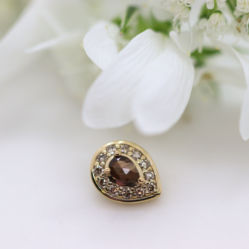 Tiny Pear Halo - Champagne Diamond & Zawadi Sapphire