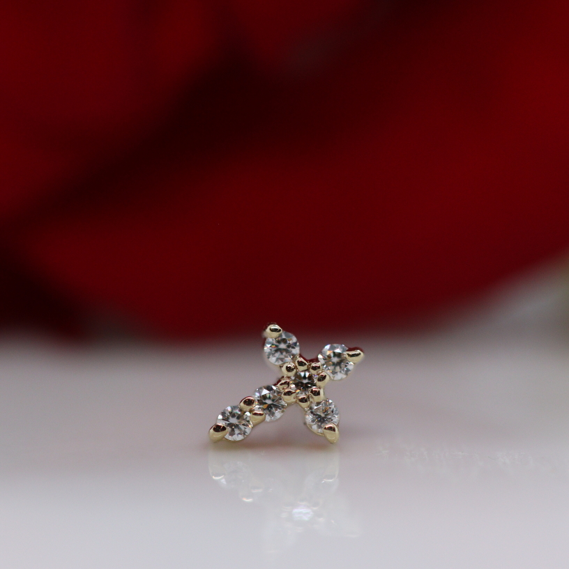 Micro Pavé Cross - White Diamond - YG