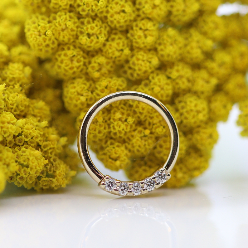 5 Gem Blaze seamring - White Diamond - YG