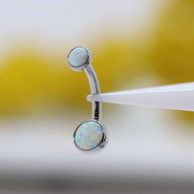 Ball-set Curved Barbell - White Opal