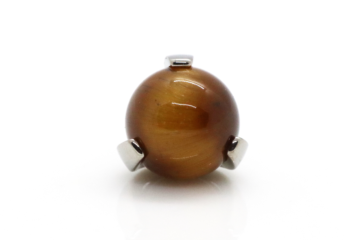 Prong-set Natural Stone Gem End - Tiger Eye 5mm