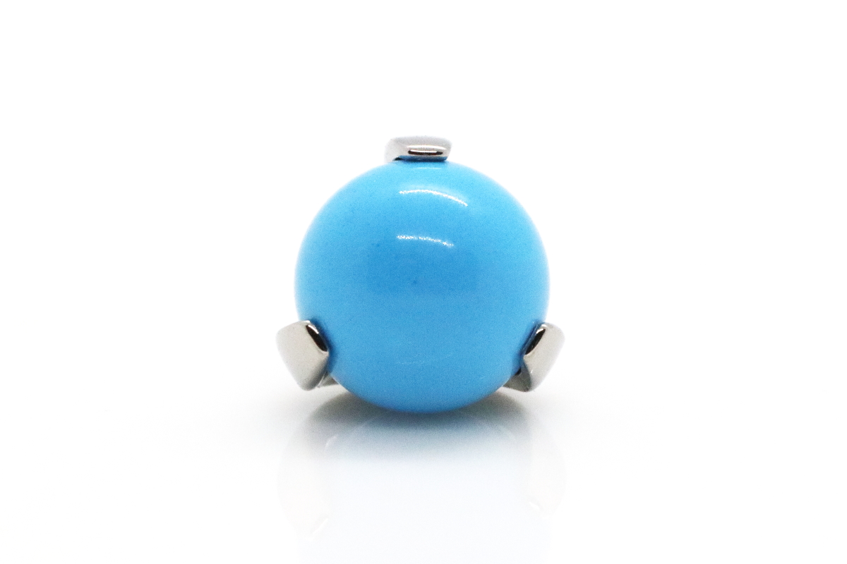 Prong-set Natural Stone Gem End - Turquoise 5mm