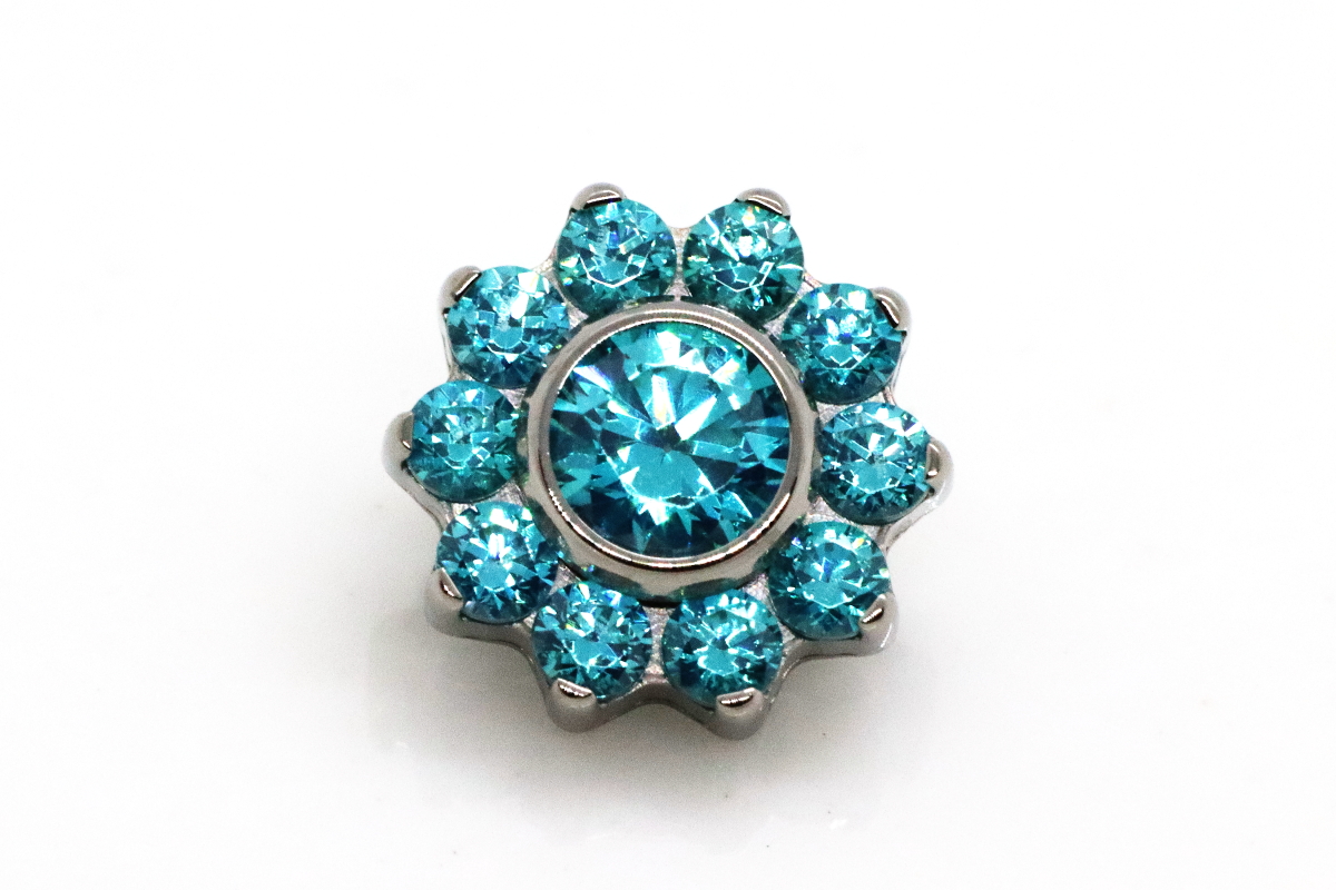 Odyssey Flower Titanium Prong-set Faceted Gem End - Mint Green CZ
