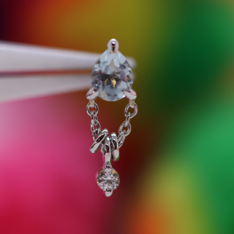 1000% - Stacked - Pale Aquamarine & White Sapphire - WG