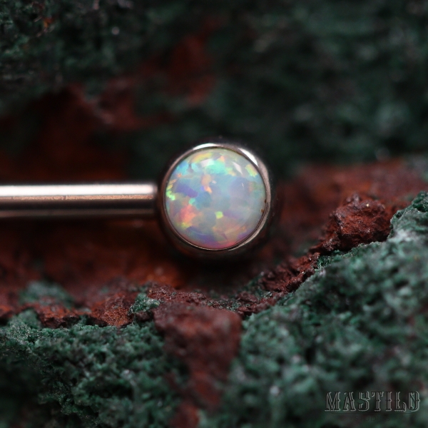 Side-set gem ball - White opal