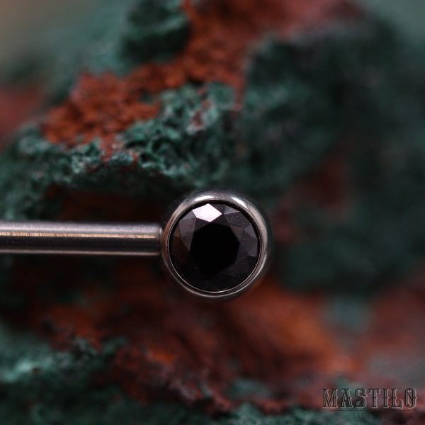 Side-set gem ball - Black ceramics