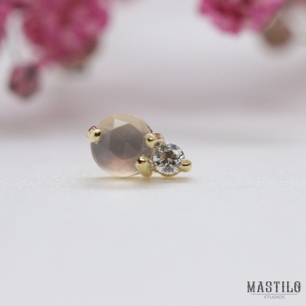 Pippa Diamond & Pink Chalcedony - YG