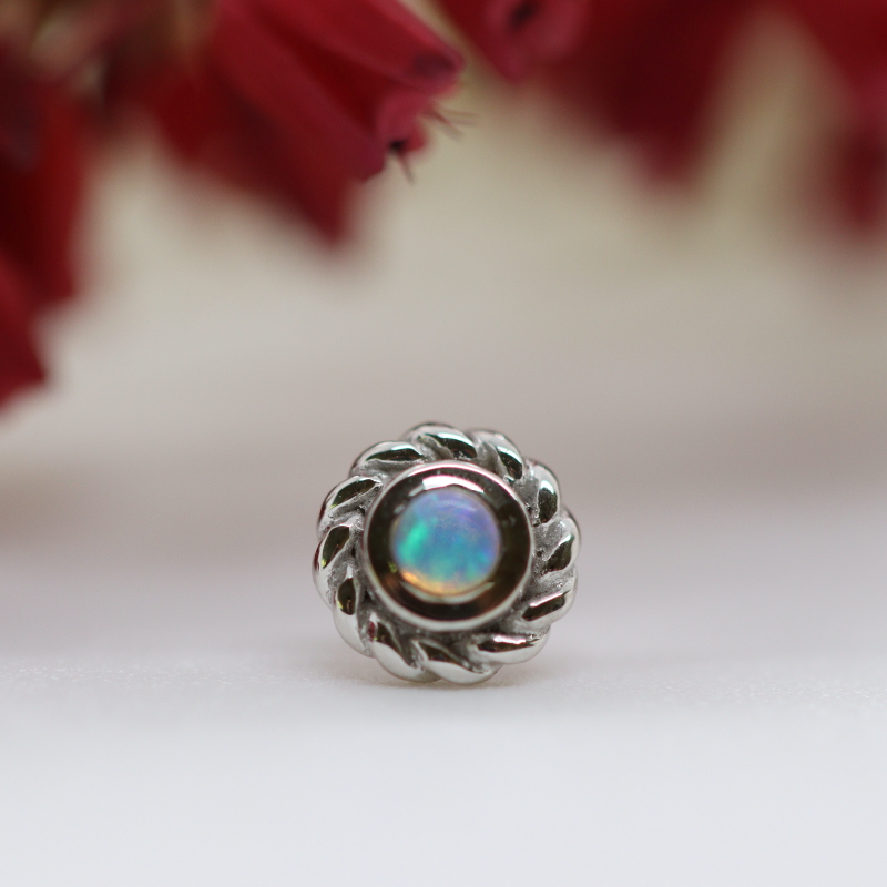 Mini Choctaw Braided Bezel - White Opal