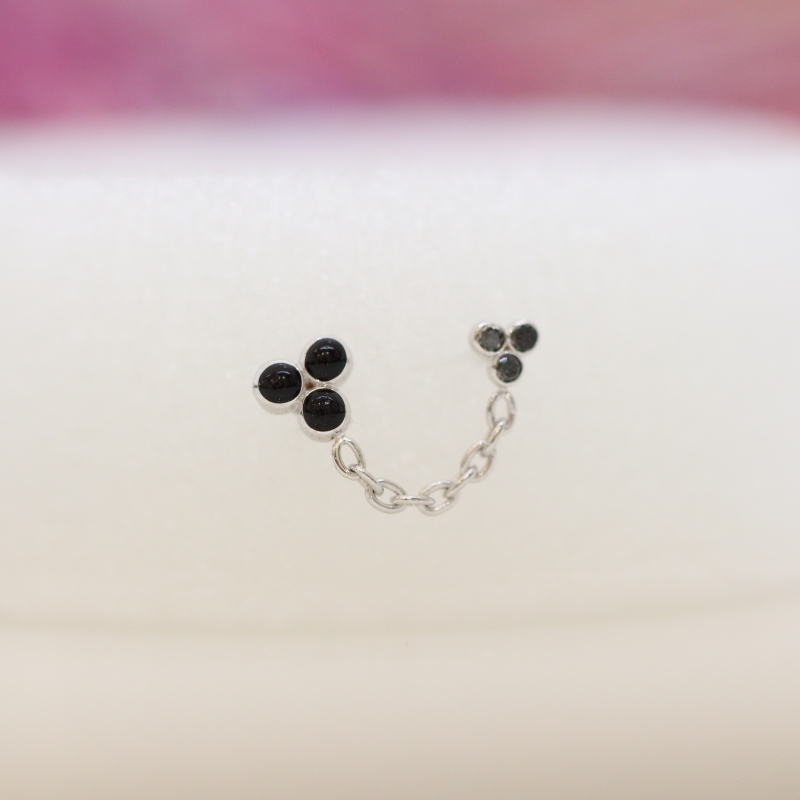 Duplex double pin end - Black diamond & Black Enamel - WG