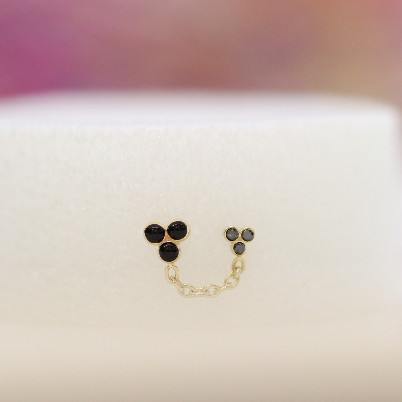 Duplex double pin end - Black diamond & Black Enamel - YG