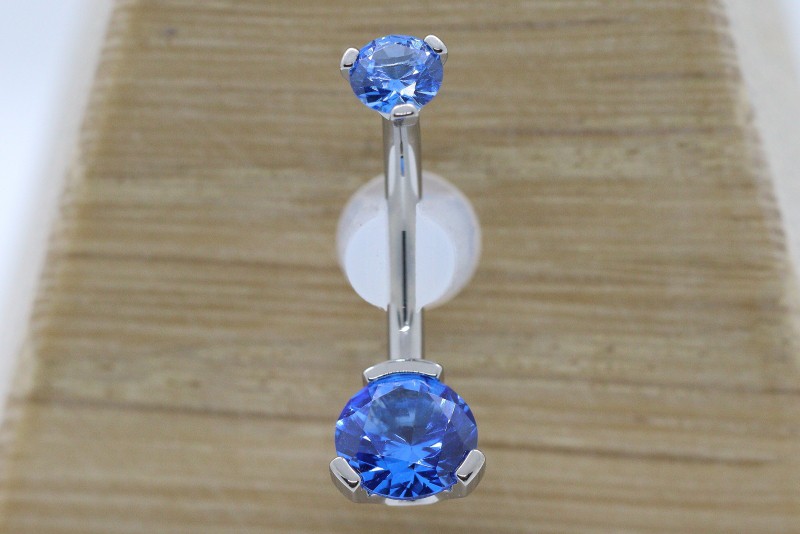 Prong-set Faceted Gem Curved Barbell - Dark Blue Spinel