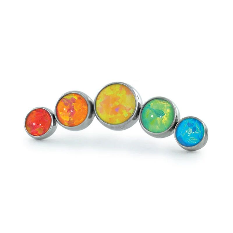 Pride bezel-set cluster gem end - cabochon
