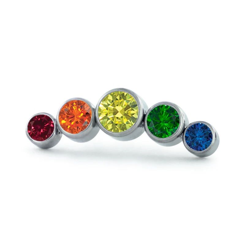 Pride bezel-set cluster gem end - faceted