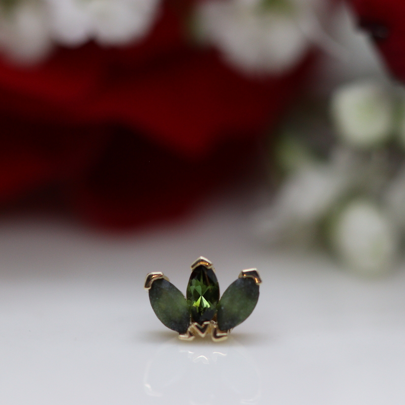 Triple Marquise fan - Green Tourmaline