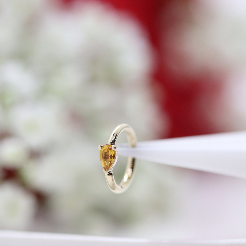 Pear V prong seamring - Citrine