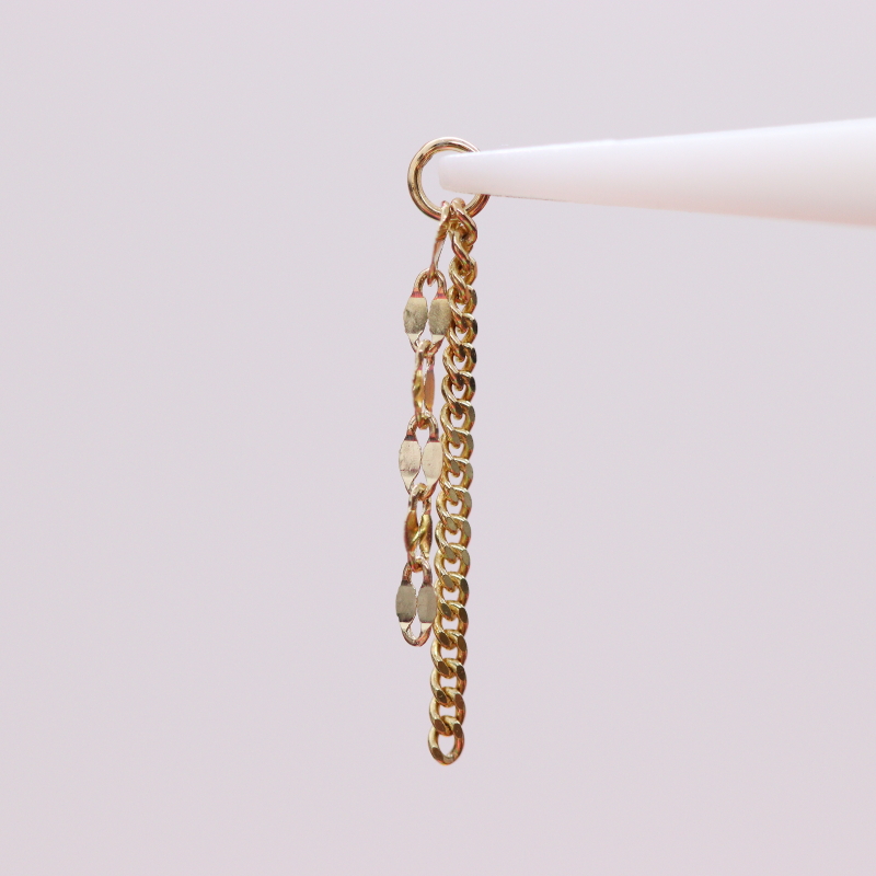 Tassel - Oval cable & Curb chain - YG