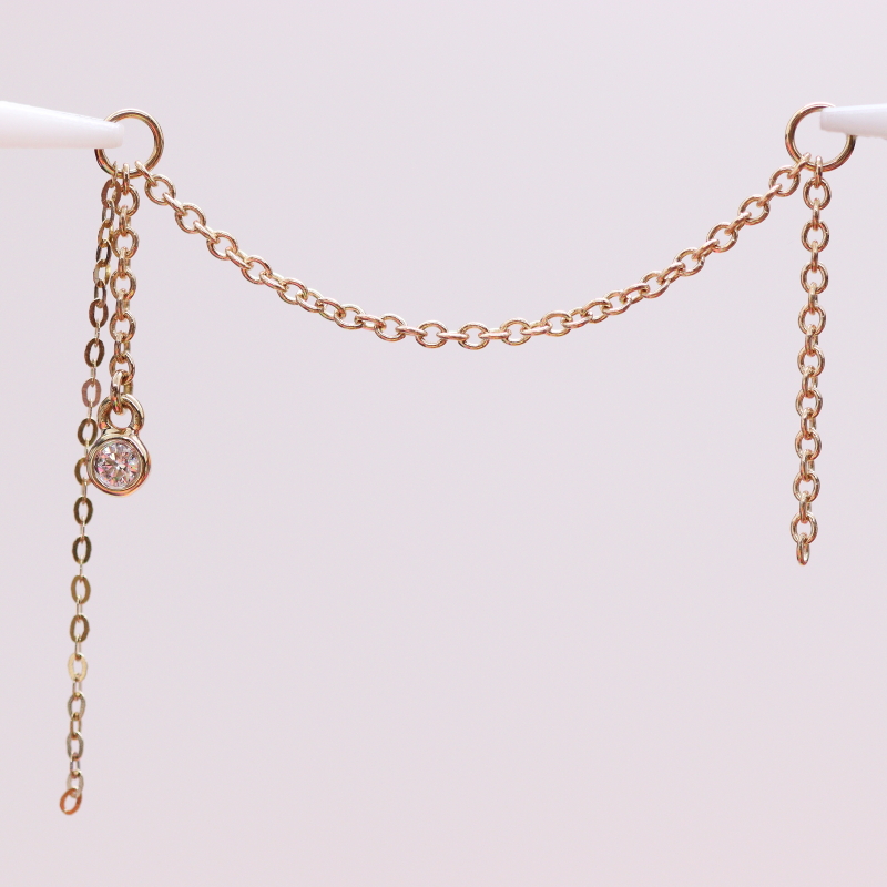 Cable chain / White diamond tassel - YG