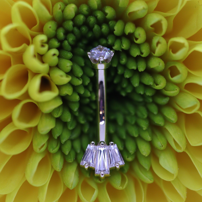 Oceane 3 - navel curve - White CZ - WG