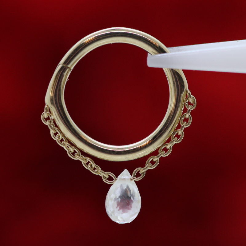 Sapphire Briolette Chained Easy Ring - YG