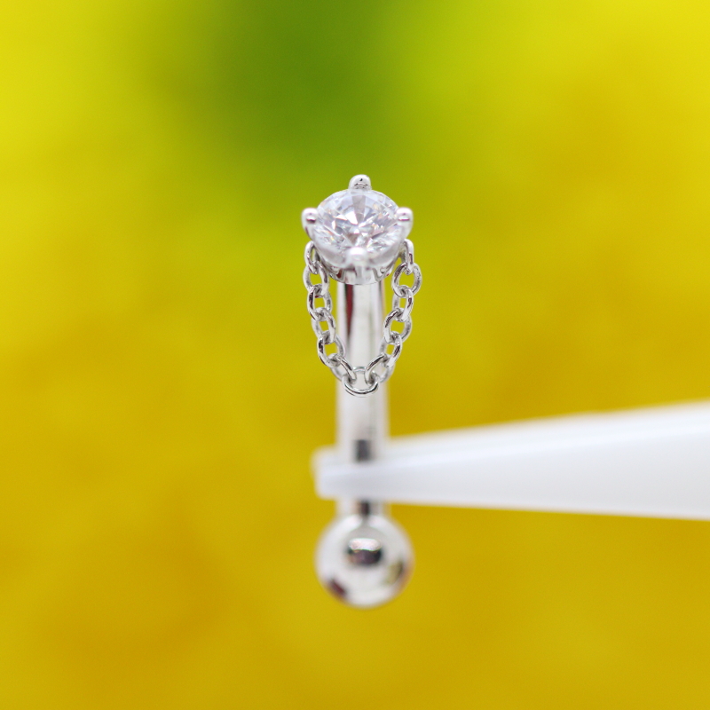 Rianna navel curve - White CZ. -WG