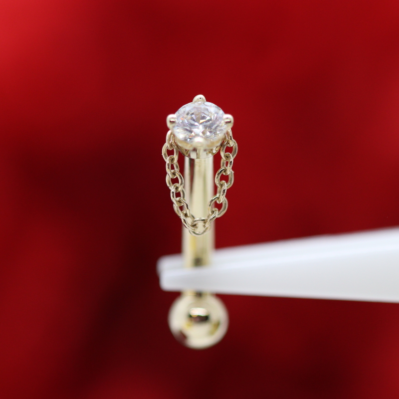 Rianna navel curve - White CZ - YG