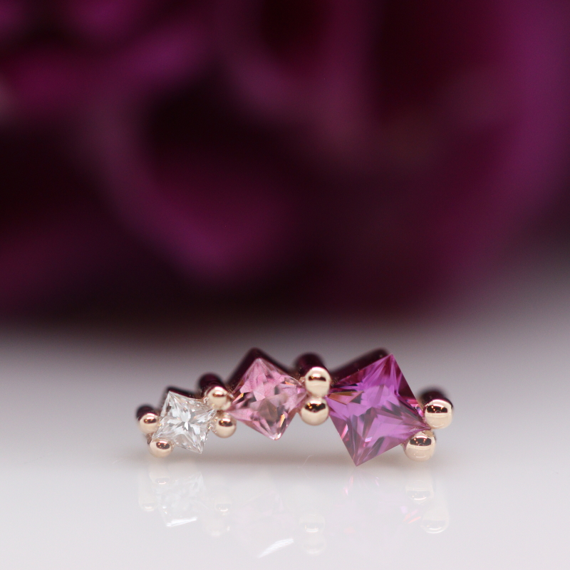 Tiny Sher - Hot Pink Sapphire, Pink Topaz & White Diamond - RG