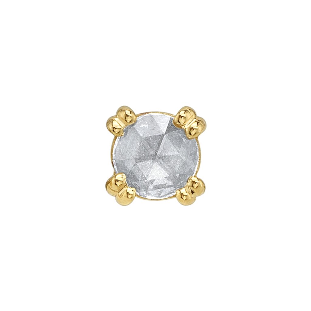 Cab Prong-Set, Rose-cut White Diamond - YG