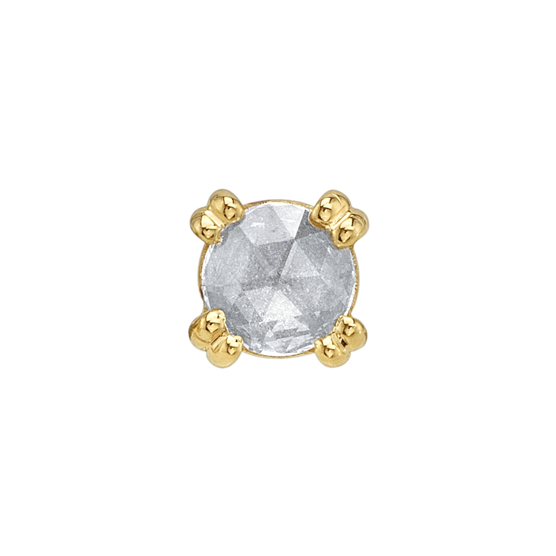 Cab Prong-Set, Rose-cut White Diamond - YG